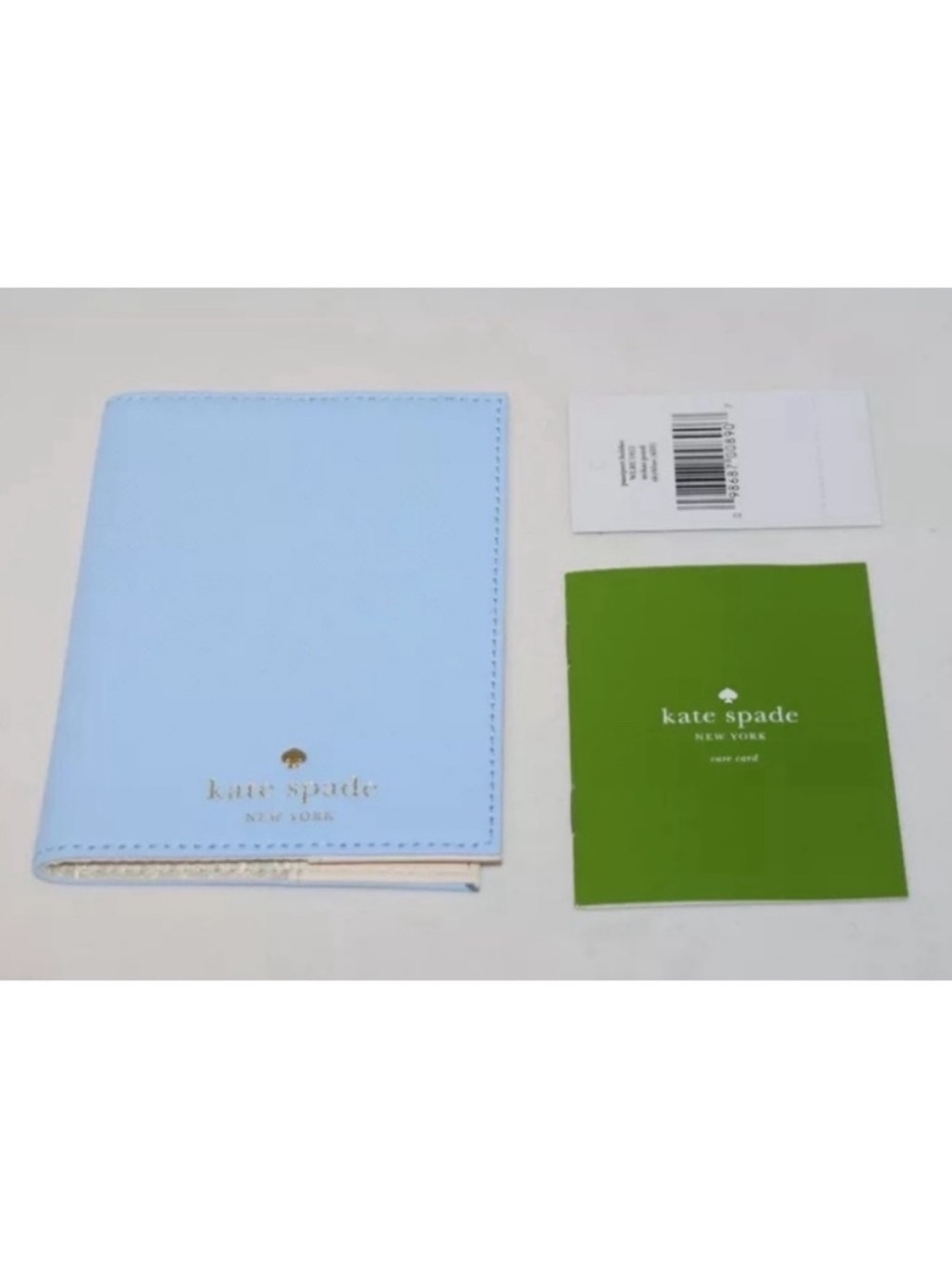 NWT KATE SPADE Passport Holder Leather Mikas Pond Sky Blue
